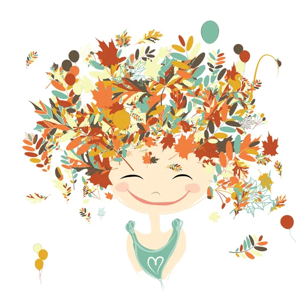 Female portrait with autumn hairstyle for your design — Stock Vector