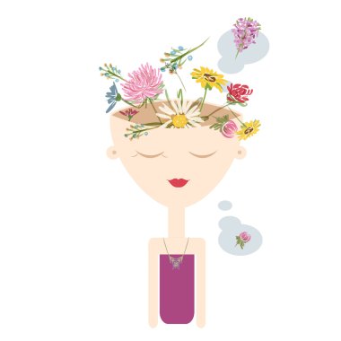 Kız Güzellik hakkında soyut kavram tasarım düşünüyor