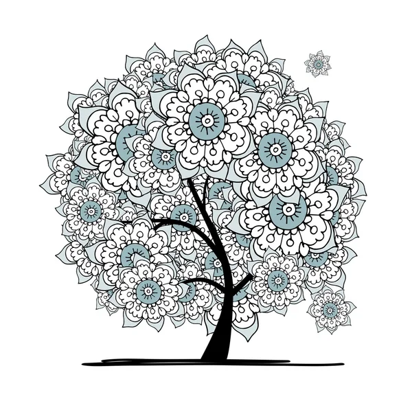Abstract albero floreale per il vostro disegno — Vettoriale Stock