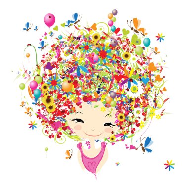 Tasarımın için çiçek desenli bir kadın portresi.