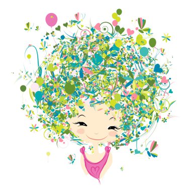 Tasarımın için çiçek desenli bir kadın portresi.