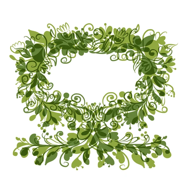 Arbre floral vert avec cadre pour votre texte — Image vectorielle