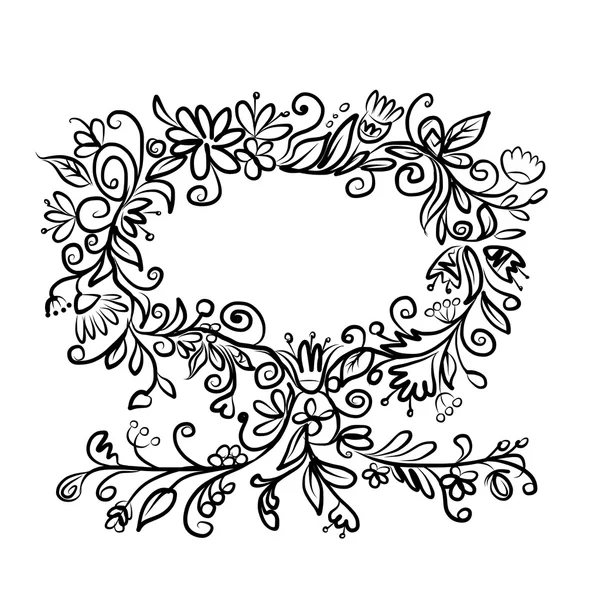 Albero floreale con cornice per il testo — Vettoriale Stock