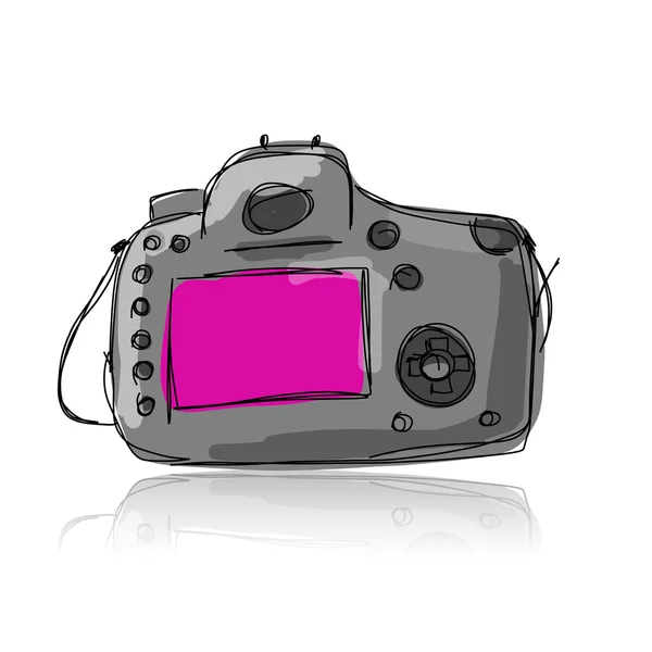 Φωτογραφική μηχανή, σκίτσο για το σχέδιό σας — Διανυσματικό Αρχείο