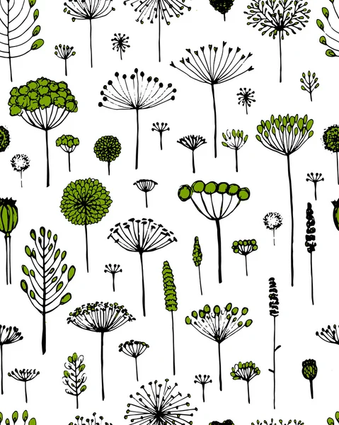 Florales nahtloses Muster, skizziere dein Design — Stockvektor