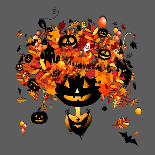 Halloween holiday design, dýňová hlava — Stockový vektor