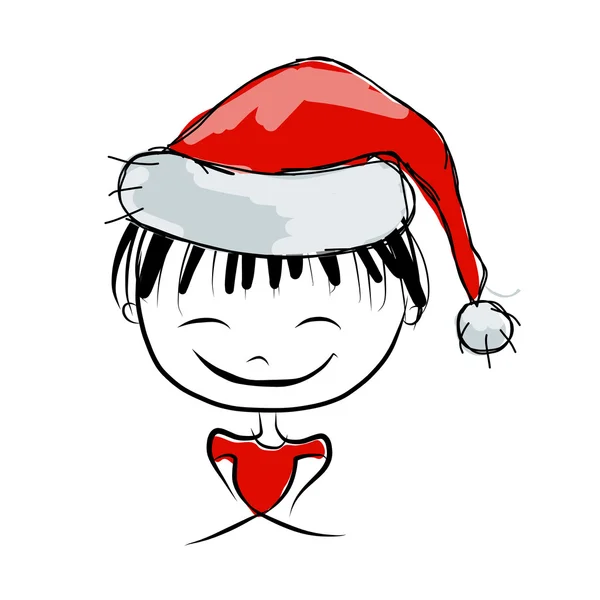 Santa girl portrait, croquis pour votre design — Image vectorielle