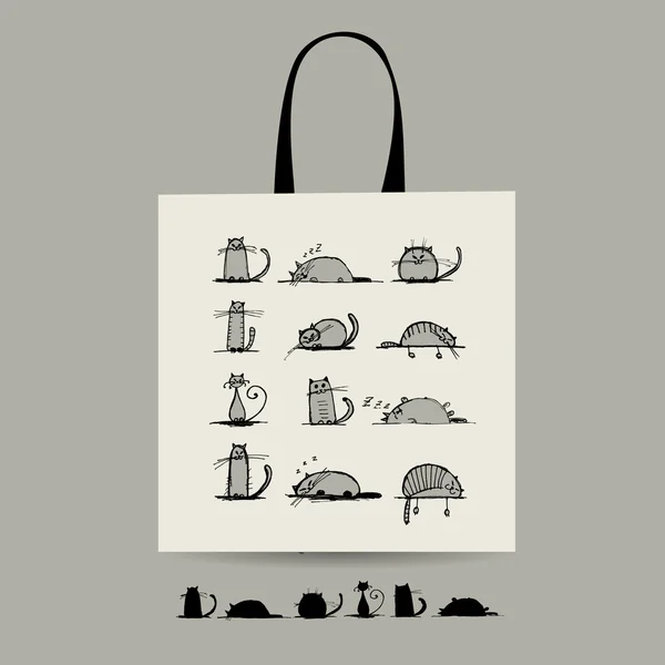 Shopping bag con gatti per il tuo design — Vettoriale Stock