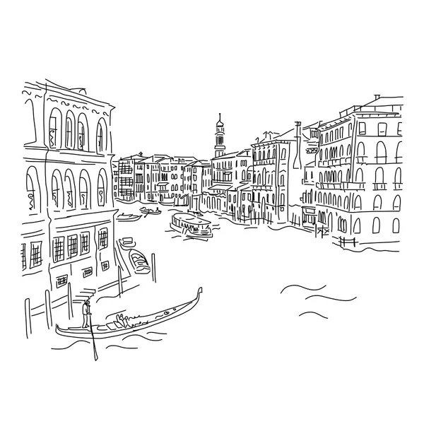 Venedig, Canal Grande. Skiss för din design — Stock vektor