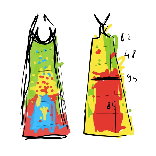 縫製ドレス、あなたの設計のためのスケッチ — ストックベクタ