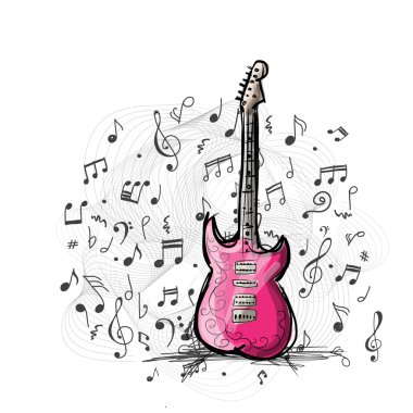 Gitar tasarımının sanat çizimi
