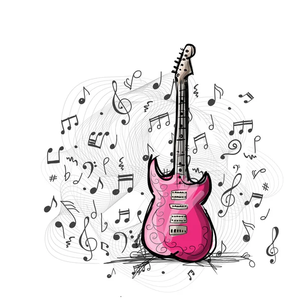 Art sketch of guitar design — Stock Vector