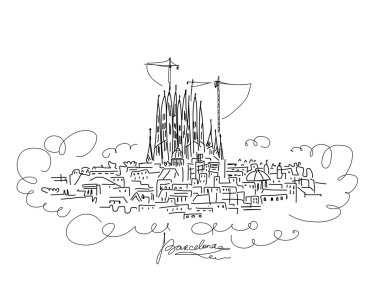 Barcelona cityscape, tasarımınız için kroki