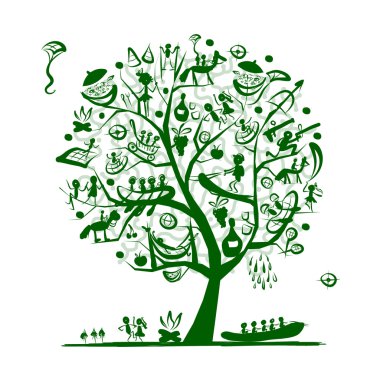 Tasarımınız için spor ve eğlence açık, ağaç kavramı