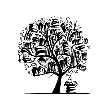 Kitap ağacı, tasarımınız için kroki