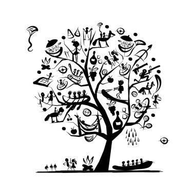 Tasarımınız için spor ve eğlence açık, ağaç kavramı