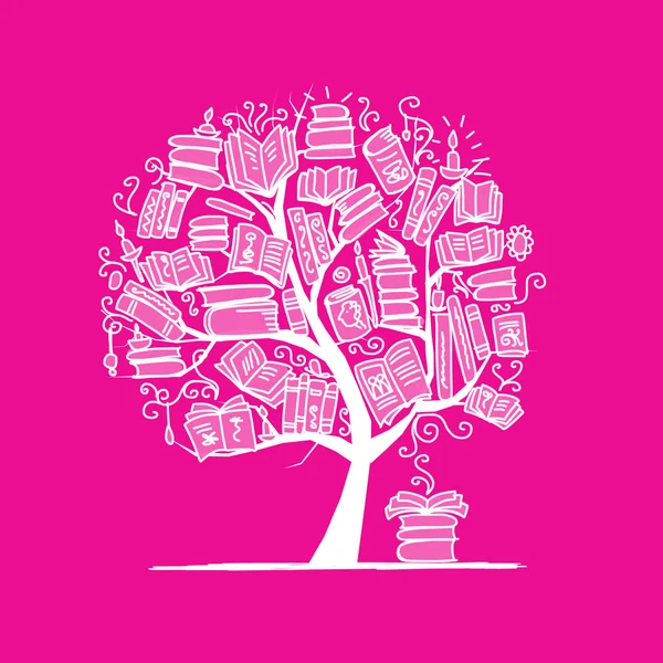 Βιβλίο δέντρο, σκίτσο για το σχέδιό σας — Διανυσματικό Αρχείο