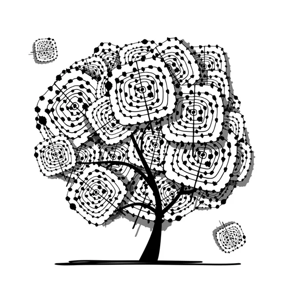 Soyut ağaç, tasarımınız için etnik süsleme — Stok Vektör