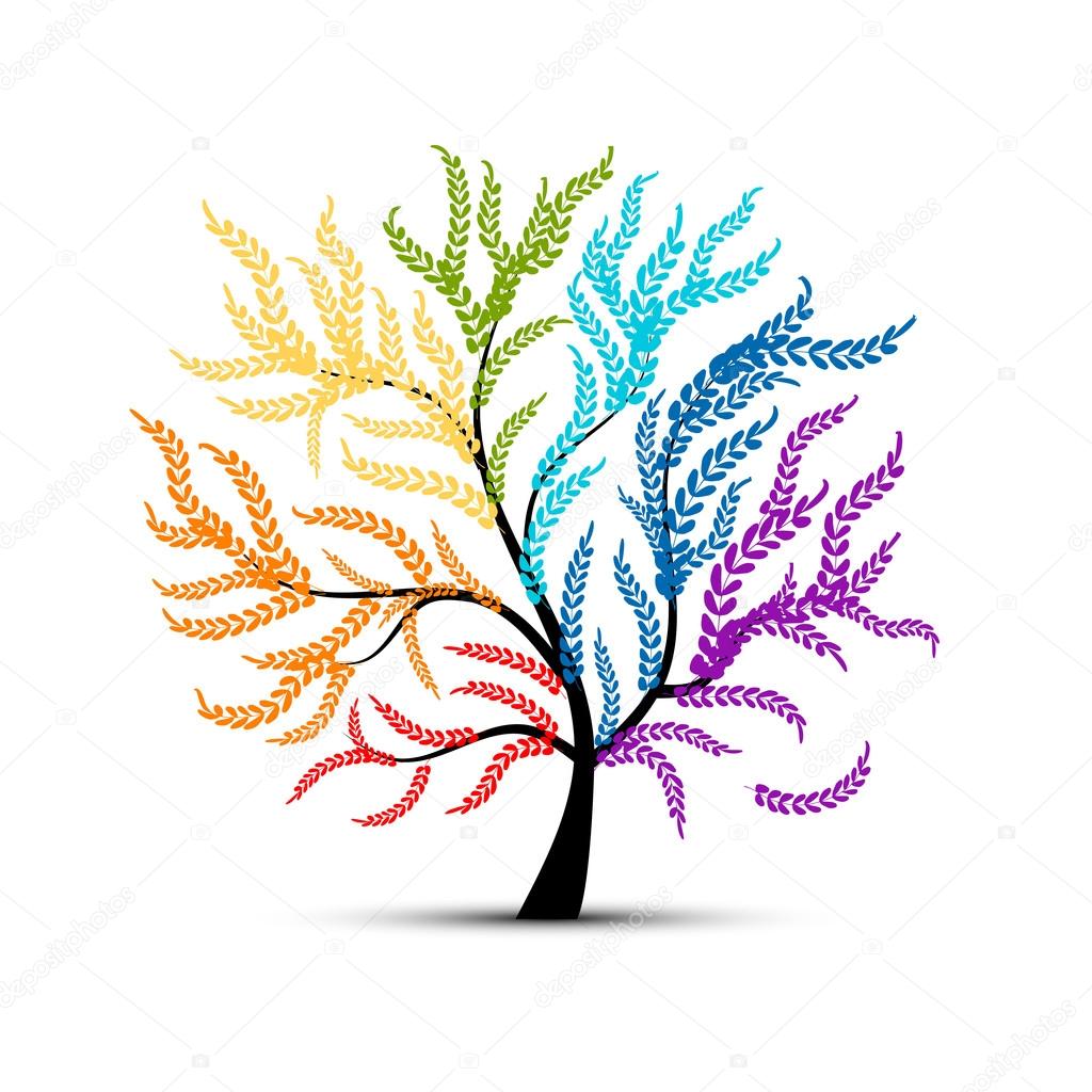 Albero di arte colorato per il vostro disegno — Vettoriali Stock Albero di arte colorato per il vostro disegno — Vettoriale Stock