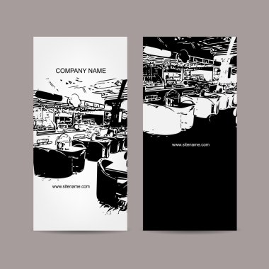 Soyut kafe iç siluet. Kartvizit tasarımı
