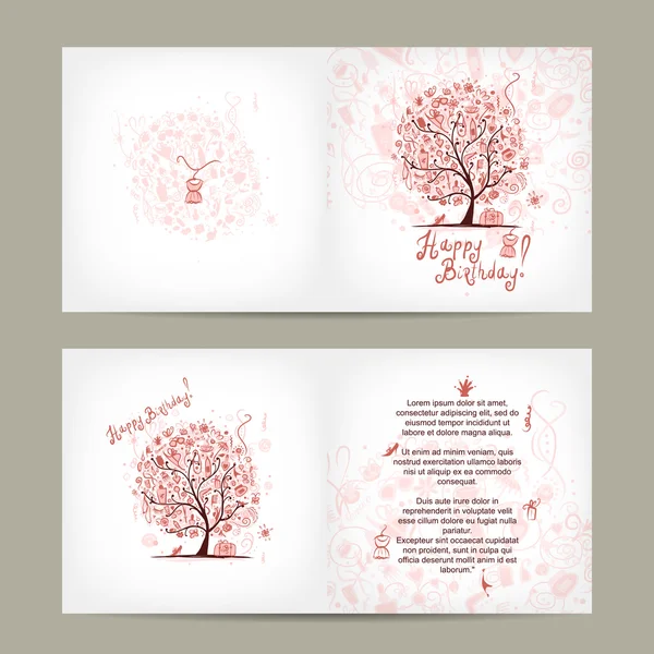 Biglietto di auguri design, albero di compleanno — Vettoriale Stock