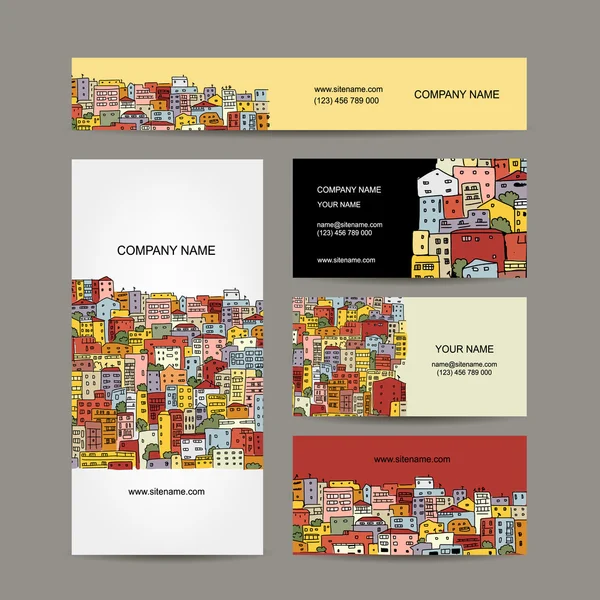 ビジネス カードのデザイン、都市景観の背景 — ストックベクタ