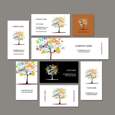 İş kartları koleksiyonu, çiçek ağaç tasarım