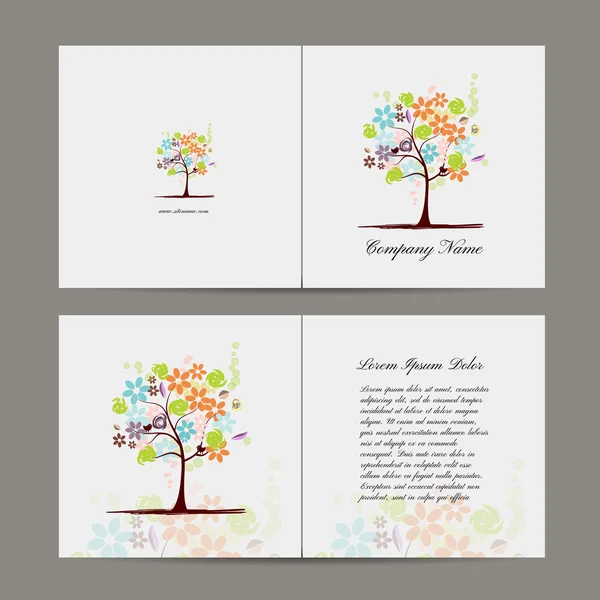 Tarjeta de felicitación con árbol floral — Vector de stock