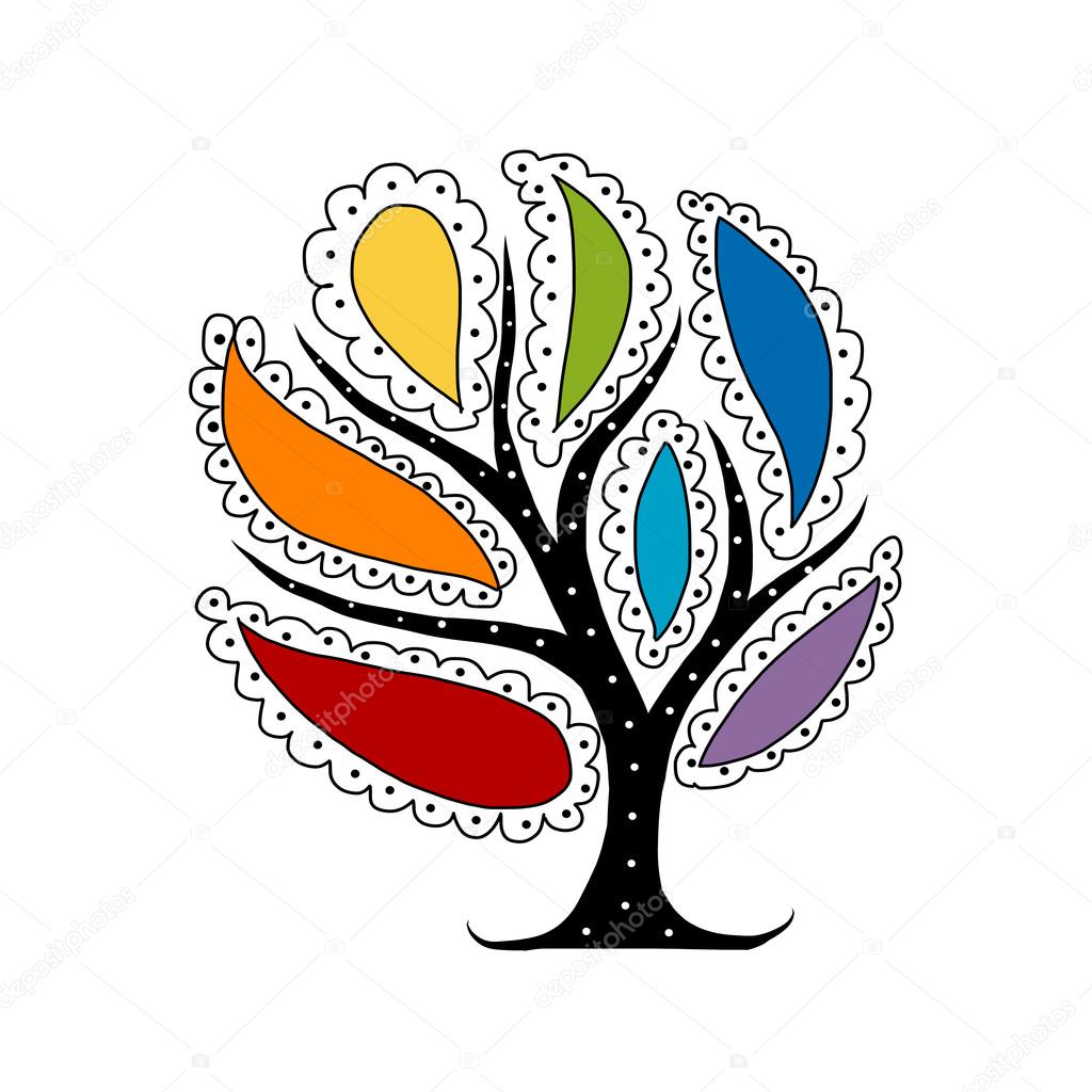 Albero di arte con petali colorati per il vostro disegno — Vettoriale Stock