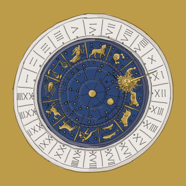 Venedik zodyak saati, tasarımın için çizim