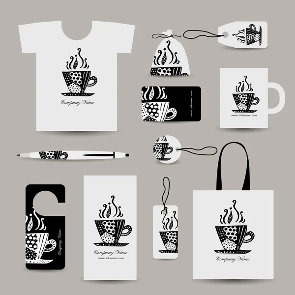 Cartes de visite d'entreprise, design de tasse à café — Image vectorielle