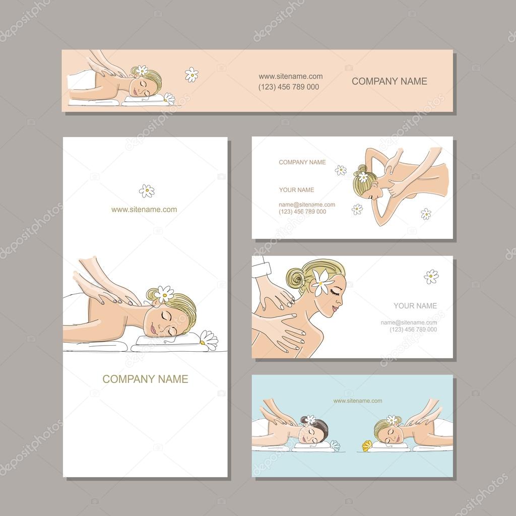 Business cards design, women in spa saloon