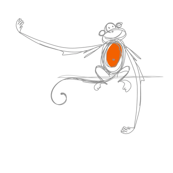Divertido boceto de mono para su diseño — Vector de stock