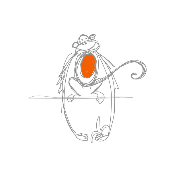 Funny monkey sketch for your design