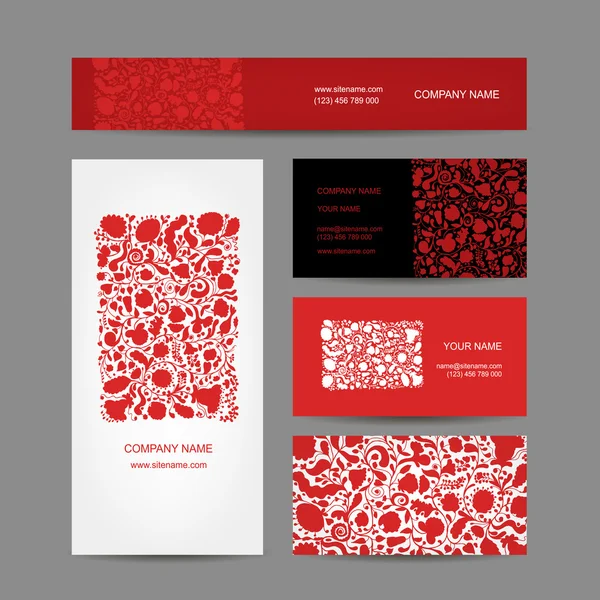 Coleção de cartões de visita, design floral — Vetor de Stock
