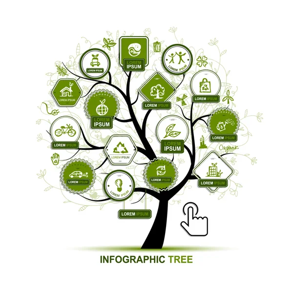 Инфографическая концепция - дерево с экологическими иконками для Вашего дизайна — стоковый вектор