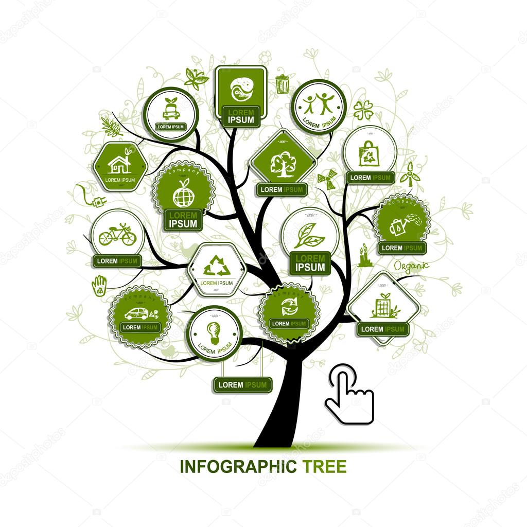 Infographic concept -  tree with ecology icons for your design