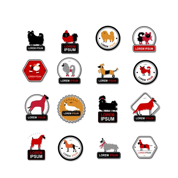 Набор этикеток с собаками для Вашего дизайна — стоковый вектор