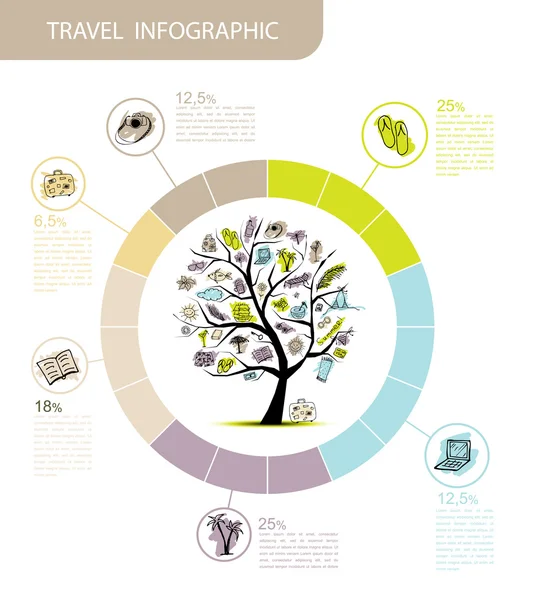Инфографика путешествий, концептуальное дерево для Вашего дизайна — стоковый вектор