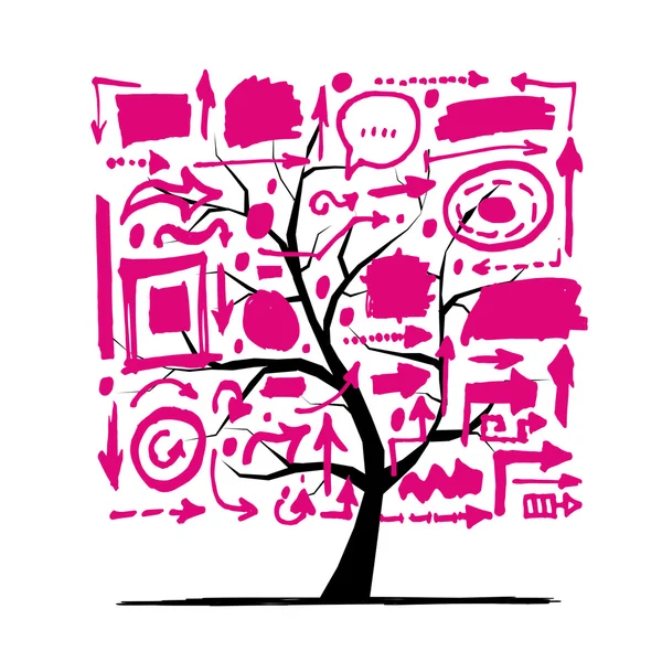Δέντρο με βέλη, σκίτσο για το σχέδιό σας — Διανυσματικό Αρχείο