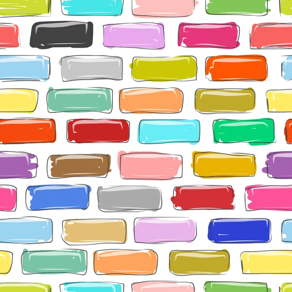 Brick wall colorful, sketch for your design — Stock Vector