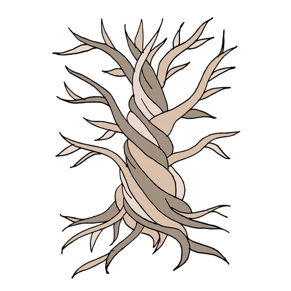 Árvore velha abstrato com raízes, zen doodle para o seu projeto — Vetor de Stock