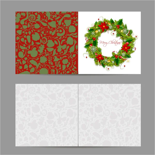 Christmas card, wreath for your design — Stock Vector