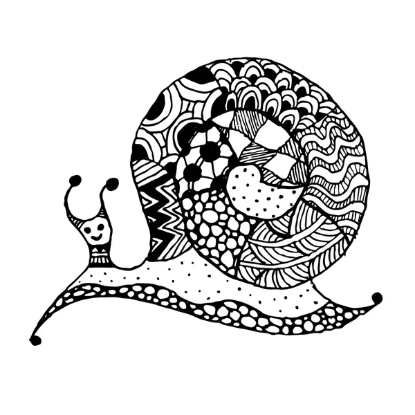 Art snail, ornate zentangle style for your design — Stock Vector