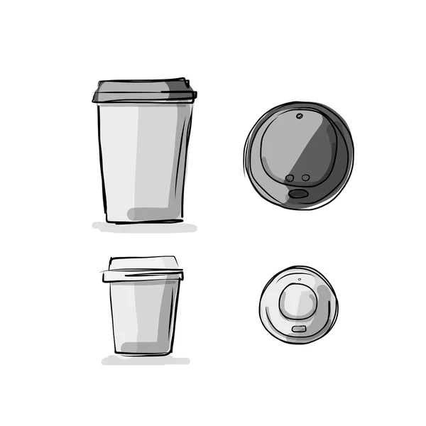 Tomar la taza de café, bosquejo para su diseño — Archivo Imágenes Vectoriales