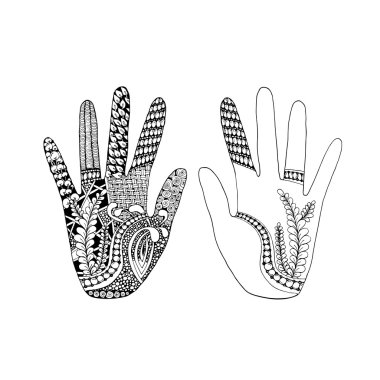 Çiçek palm, bizim tasarım için elle çizilmiş zentangle stili