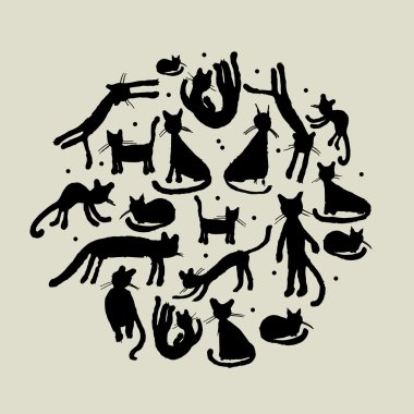 Kediler çerçeve, çocukça Stil. Tasarımınız için kroki