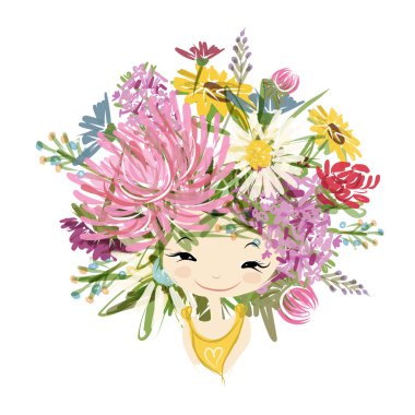 Tasarımın için çiçek desenli bir kadın portresi.