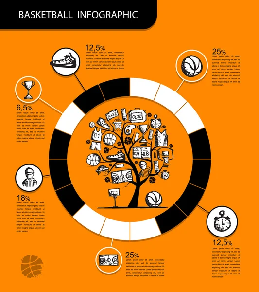 Infográfico de basquete para o seu design — Vetor de Stock