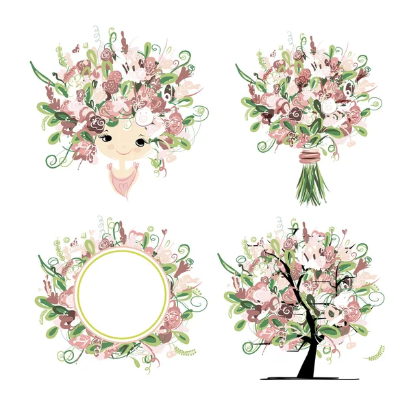 Conjunto floral de casamento para o seu design —  Vetores de Stock